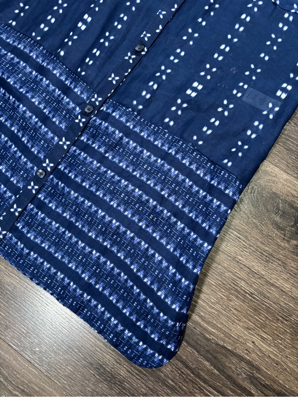 Women's Navy Patterned Button-Front Top - Picture 5 of 13